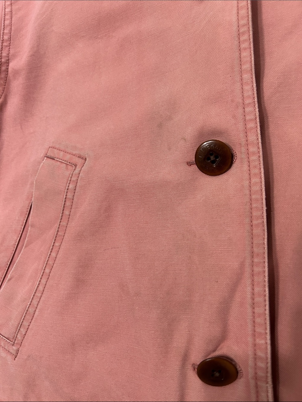 LLBean Chore Jacket Pink Canvas Barn Utility Brown Corduroy Collar Womens Medium - Picture 15 of 16